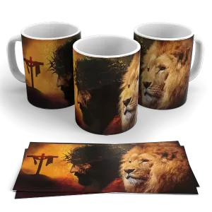 Caneca - Força e fé Leão e Cristo
