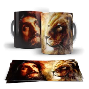 Caneca - Força e fé Leão e Cristo